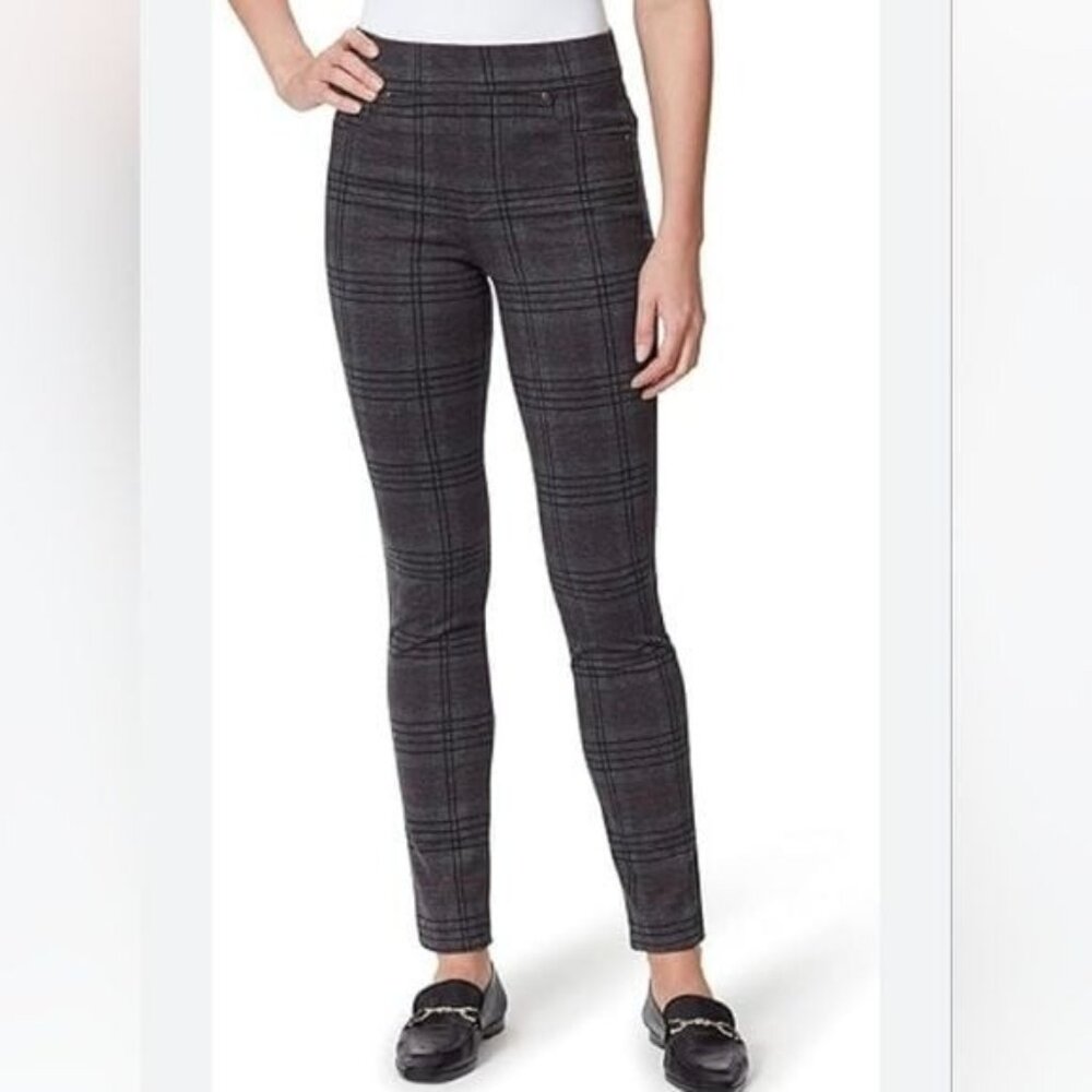 Per Se Tummy Control Leggings Womens Plaid Stretch  size Small